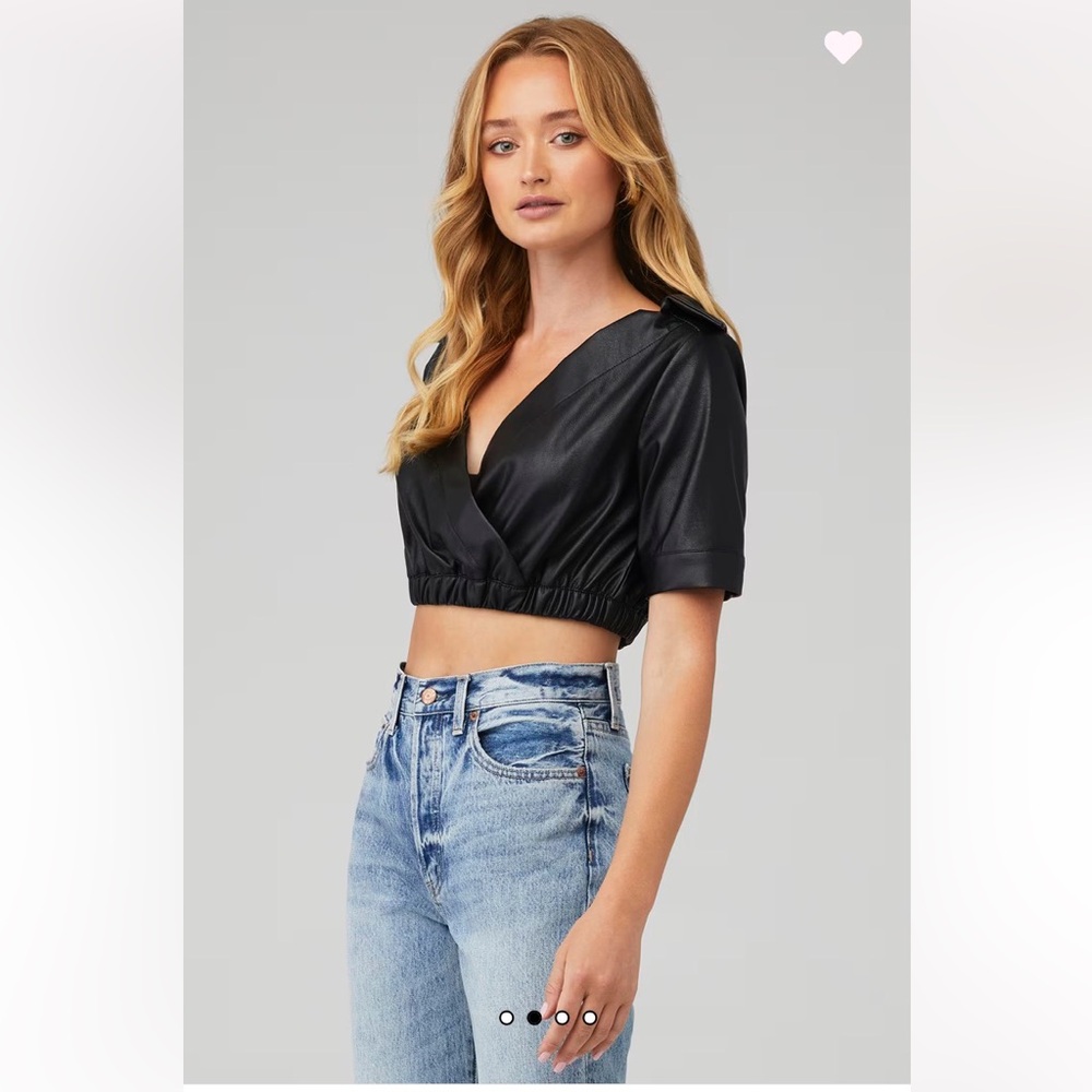 NONchalant Black Faux Leather KATE TOP- NWOT - Picture 6 of 7